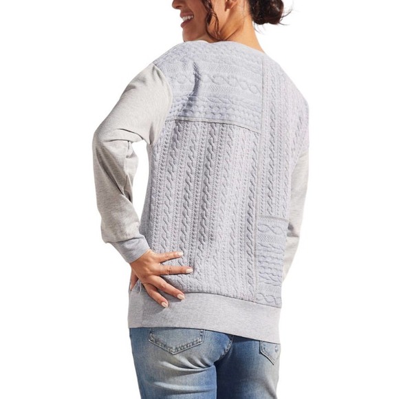 NWT Simple By Suzanne Betro Heather Gray Cable Knit Sweatshirt 2XL - Picture 3 of 14